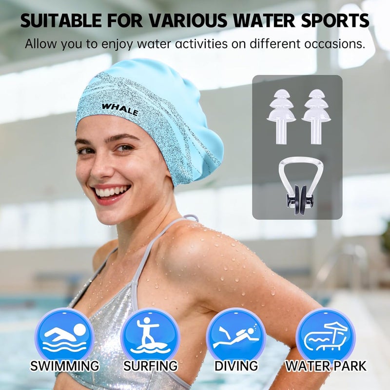 Whale Extra Large Swim Cap Designed for Men and Women with Thick, Long Hair, Hair Extensions Or Afro-Textured Hair Long-Hair Swim Cap Highly Waterproof to Keep Hair Dry - Image 4